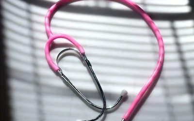 A pink stethoscope