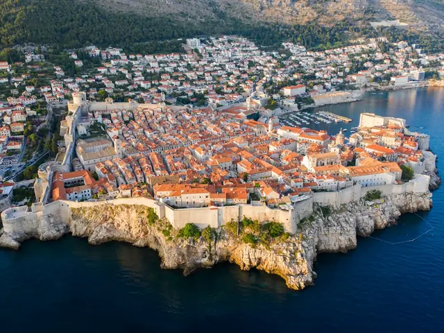 The old city walls of Dubrovnik from above
